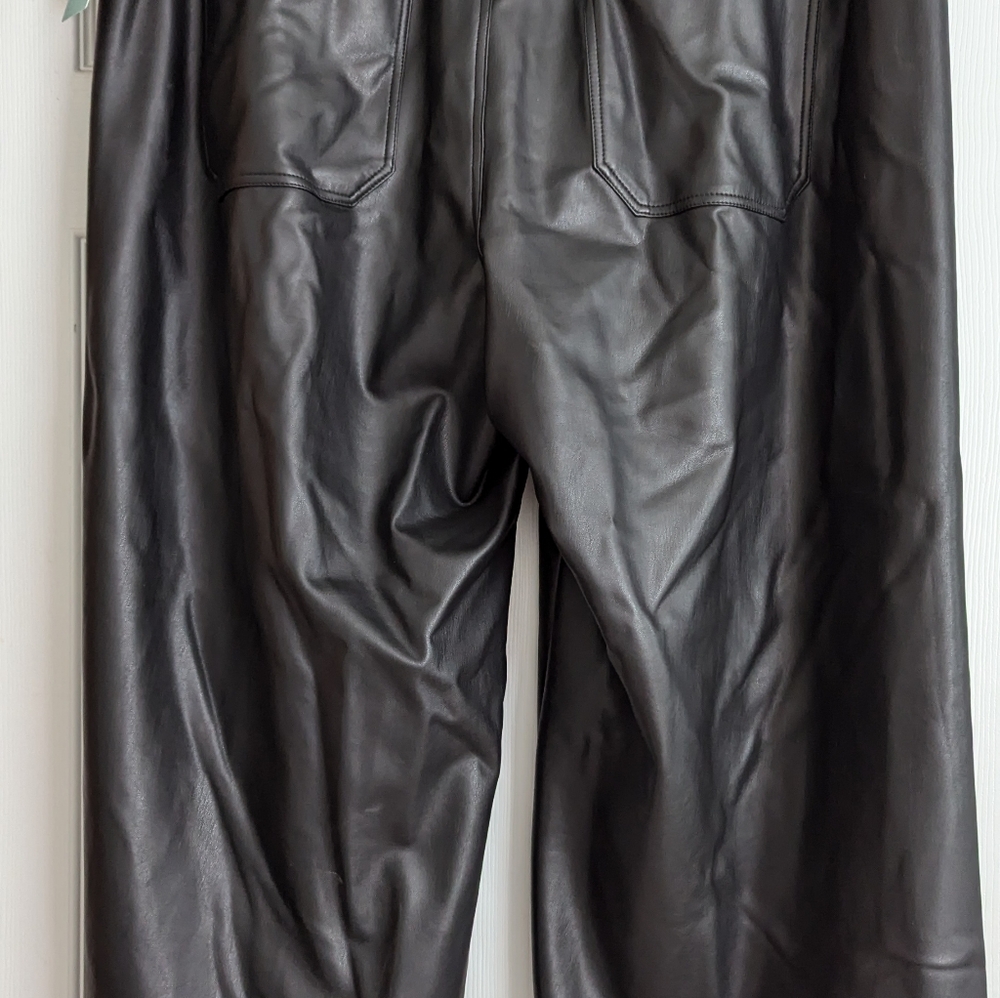 Anthropologie Black Cropped Leather Pants - Picture 5 of 6
